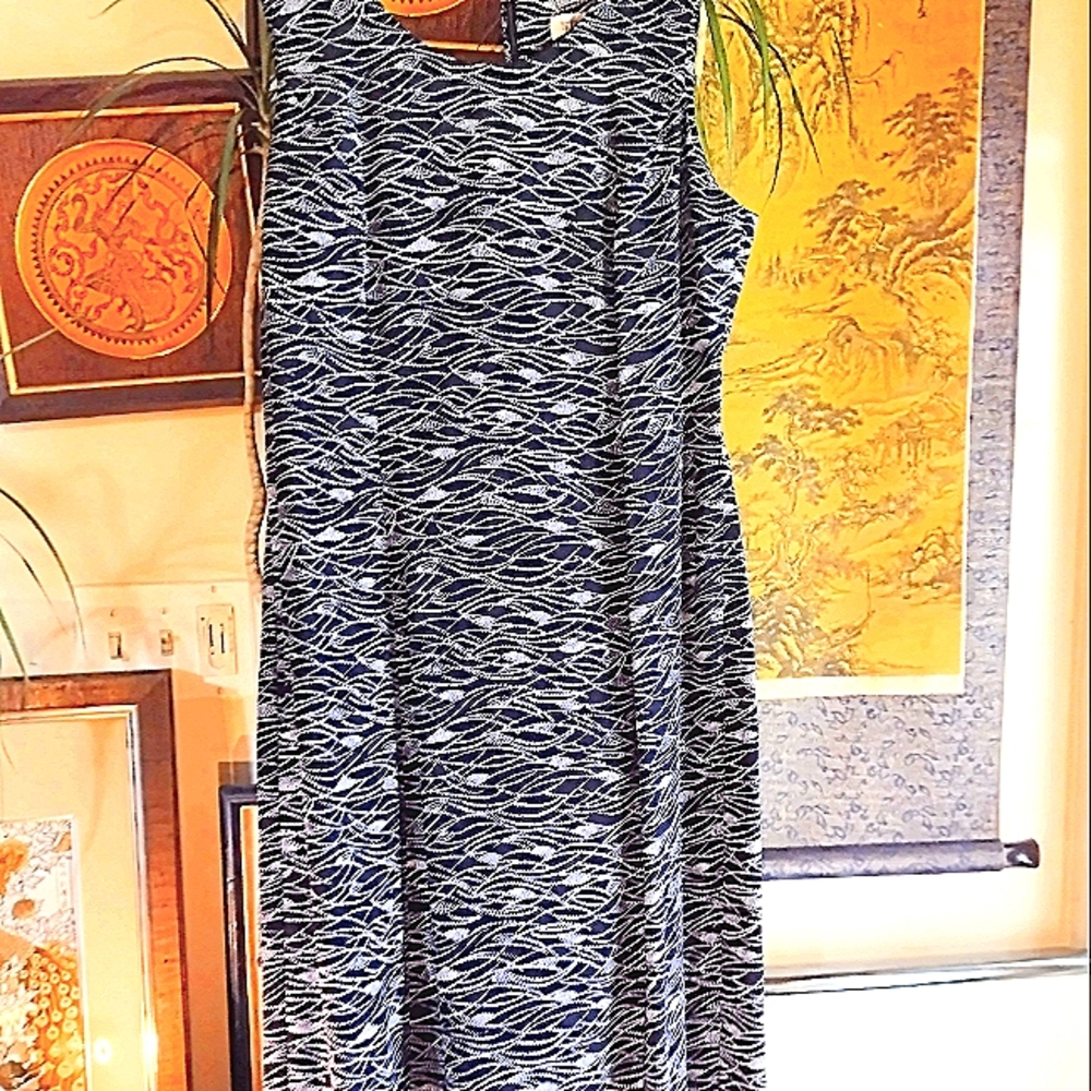 Long blue and white coastal print tank dress